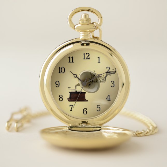 Music Streams from Gramophone Pocket Watch (Inside)