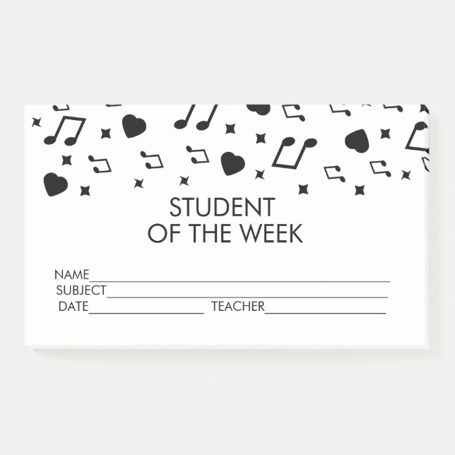 Music Student Award Achievement Notes (Front)