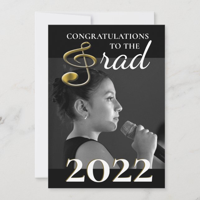 Music Student Graduation Announcement Treble Clef (Front)