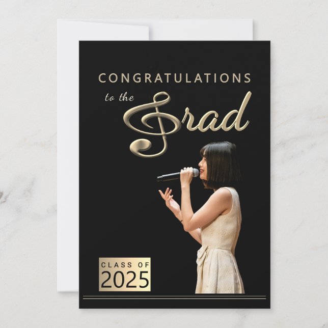 Music Student Graduation Announcement Treble Clef (Front)