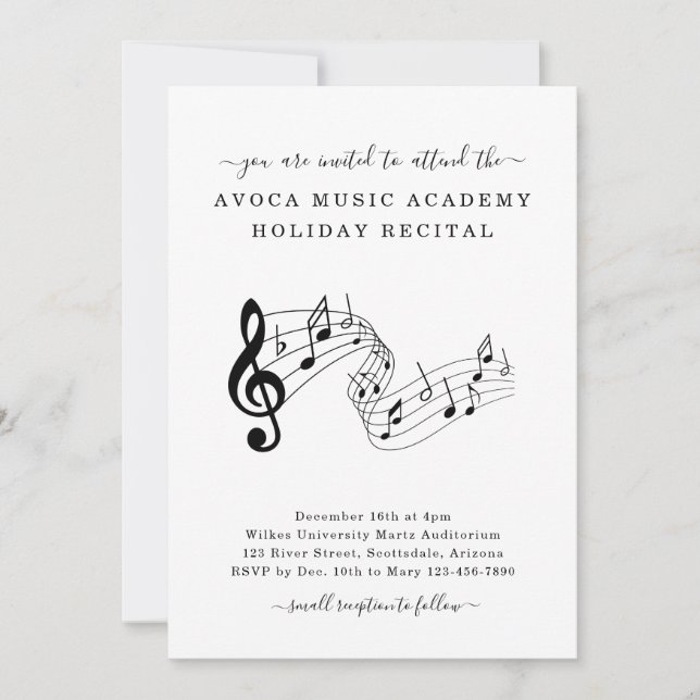 Music Studio Piano Violin Voice Recital Invitation (Front)
