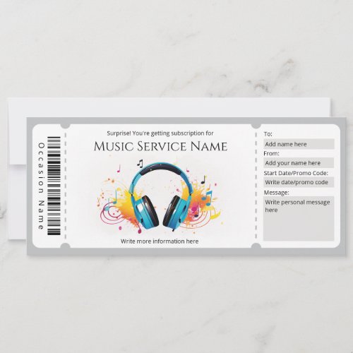 Music Subscription Gift Certificate Template