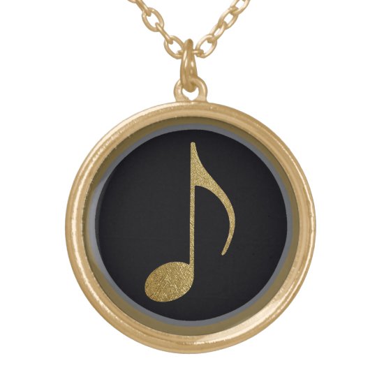 music symbol gold plated necklace