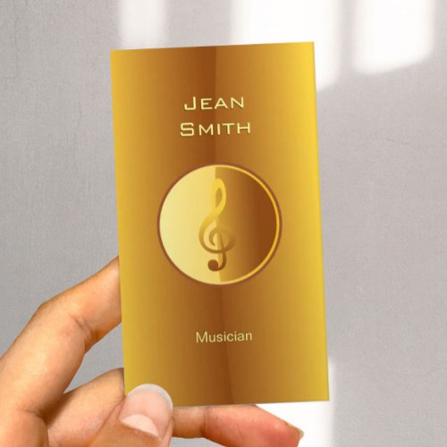 Music Symbol Modern Gold Musician Business Card