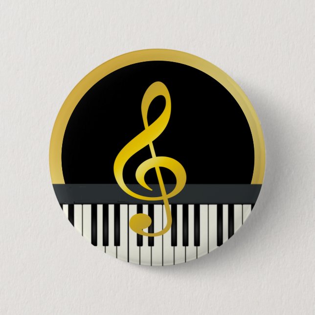 Music Symbol Piano Board Clef Notes Pinback Button (Front)