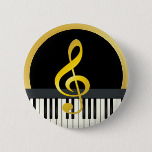 Music Symbol Piano Board Clef Notes Pinback Button