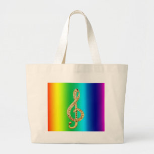 Music Symbol Staff G-Clef Large Tote Bag