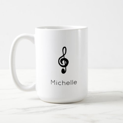 Music Symbol Treble Clef Black White Coffee Mug