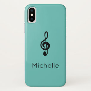 Music Symbol Treble Clef Teal Green iPhone X Case