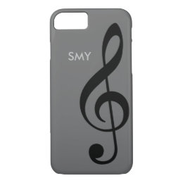 music symbol (treble clef) with custom initials iPhone 8/7 case