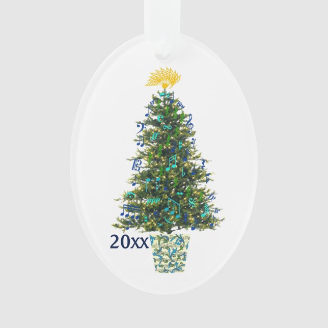 Music Symbols Christmas Tree Customizable Year Ornament (Front)