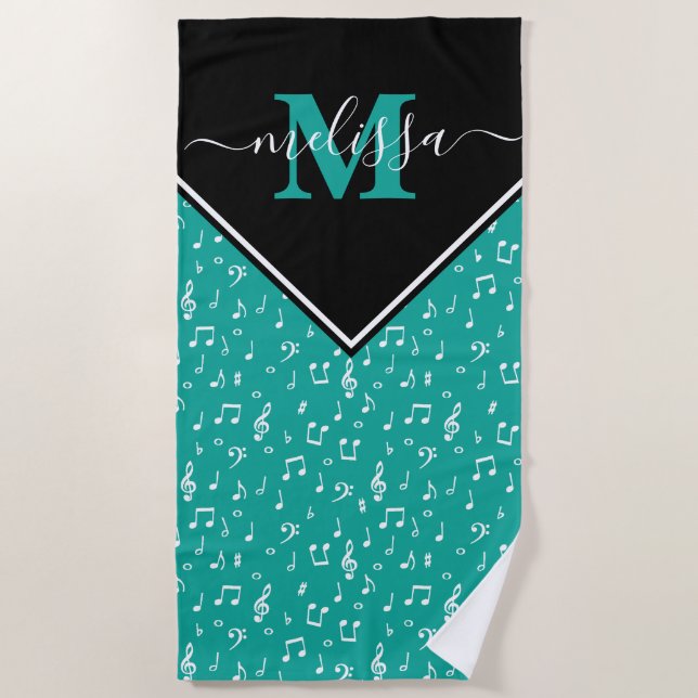 Music symbols personalized   beach towel (Front)