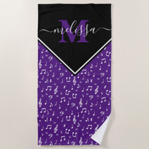 Music symbols personalized beach towel