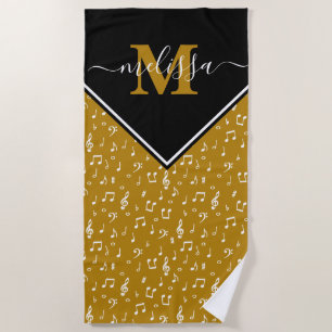 Music symbols personalized beach towel
