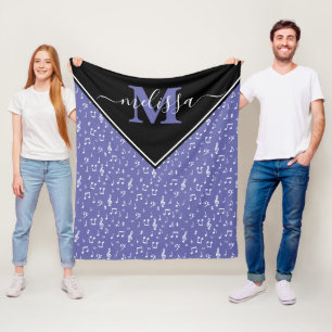 Music symbols personalized fleece blanket