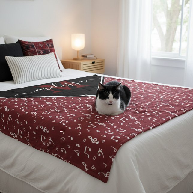 Music symbols personalized  fleece blanket (Creator Uploaded)