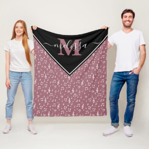 Music symbols personalized fleece blanket