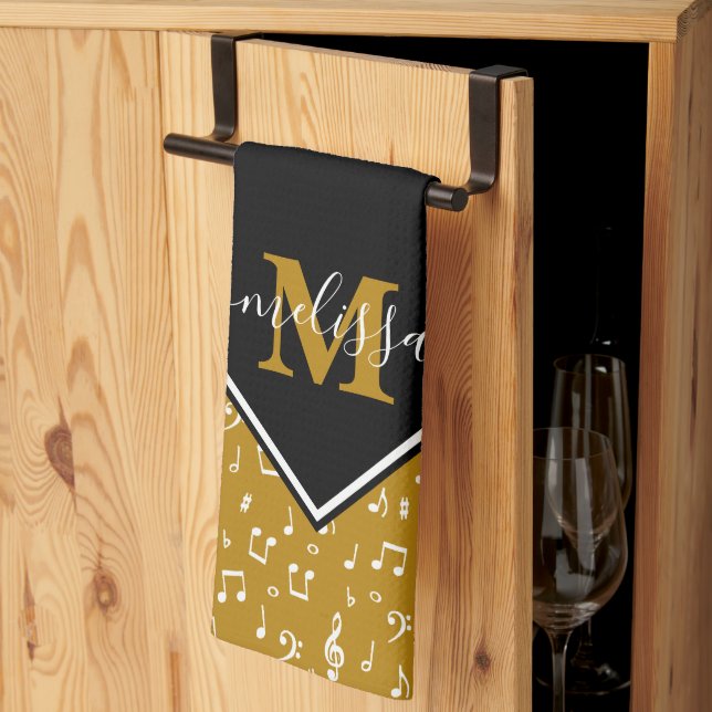 Music symbols personalized  kitchen towel (Thirds Fold)