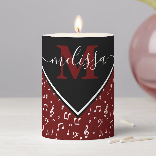 Music symbols personalized   pillar candle (In Situ)