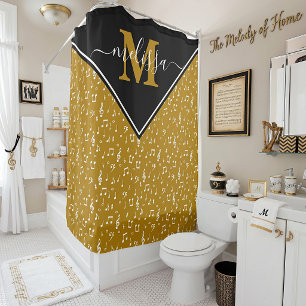 Music symbols personalized  shower curtain