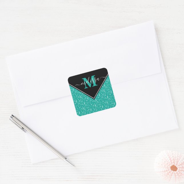 Music symbols personalized  square sticker (Envelope)