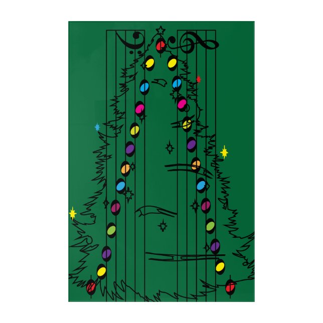 Music symmetry, Christmas tree Acrylic Print (Front)