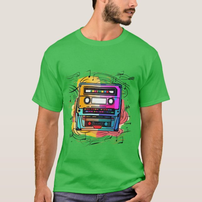 Music tape retro old school 90s gift boy T-Shirt (Front)