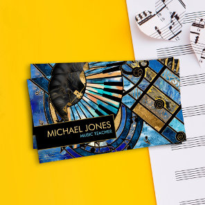 Music Teacher Abstract Art collage Business Card