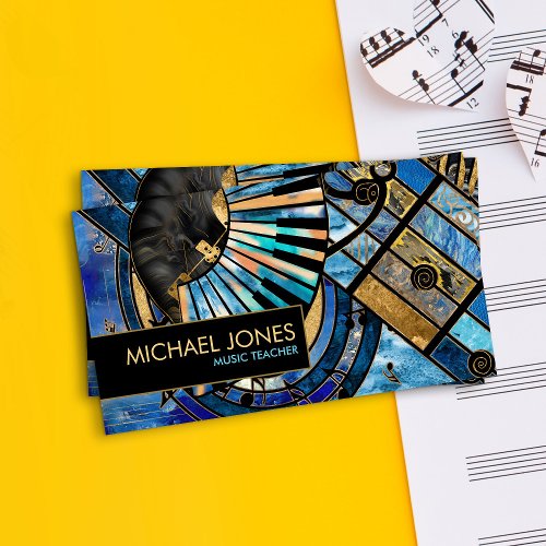 Music Teacher Abstract Art collage Business Card