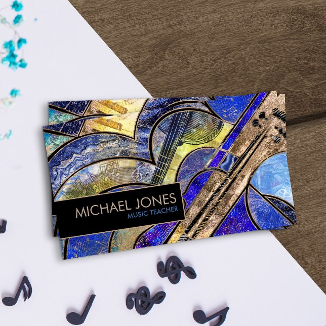 Music Teacher Abstract Art collage Business Card (Creator Uploaded)