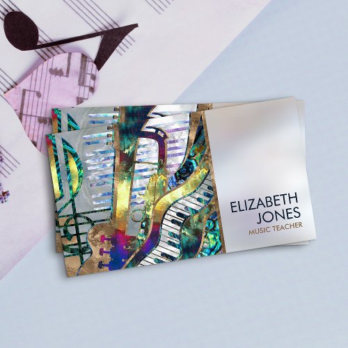 Music Teacher Abstract Art collage Business Card