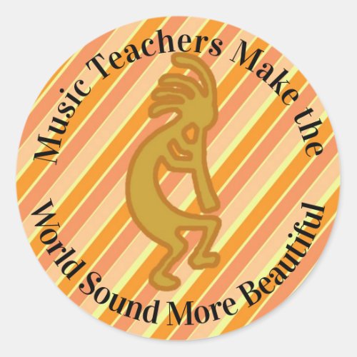 Music Teacher Appreciation Musical Gold Kokopelli Classic Round Sticker