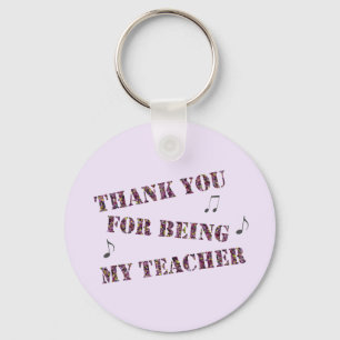 Music Teacher Appreciation Musical Notes Thank You Keychain