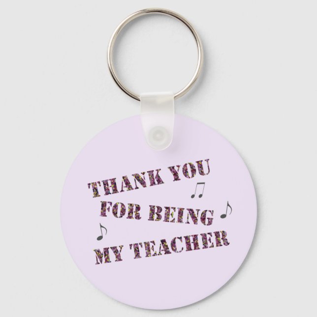 Music Teacher Appreciation Musical Notes Thank You Keychain (Front)