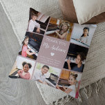 Music Teacher Appreciation Photo Collage Pink  Throw Pillow<br><div class="desc">This 8-photo collage modern pink throw pillow is the perfect thank you gift for your dedicated piano or music teacher. It can be personalized with 8 photos of little pianists and your own message and names. Use the editing tool to make further adjustments such as font size and placement.</div>