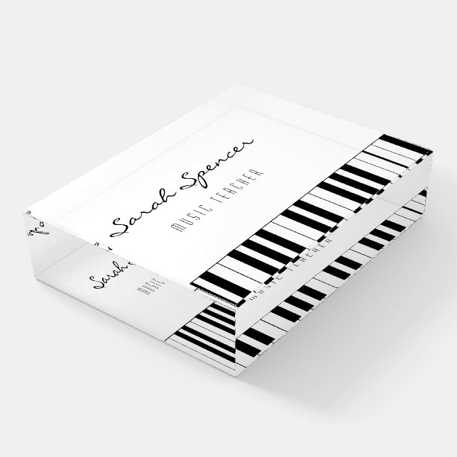 Music Teacher | B & W Piano Keys Paperweight (Angled)