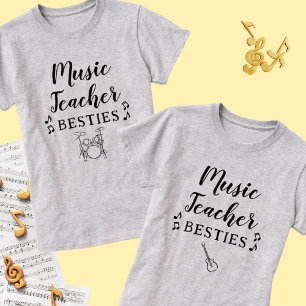 Music Teacher Besties Drum Percussion Best Friend T-Shirt