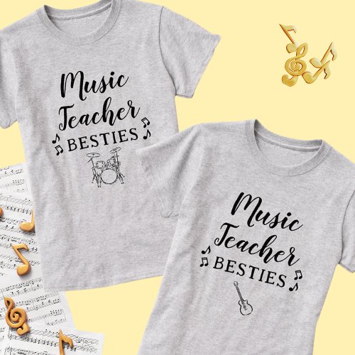 Music Teacher Besties Electric Guitar Best Friend T_Shirt