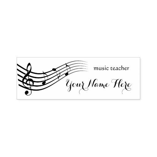 music teacher black and white melody design self_inking stamp