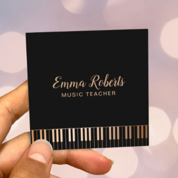 Music Teacher Black & Gold Piano Keys Musical Square Business Card by cardfactory at Zazzle