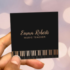 Music Teacher Black & Gold Piano Keys Musical Square Business Card at Zazzle