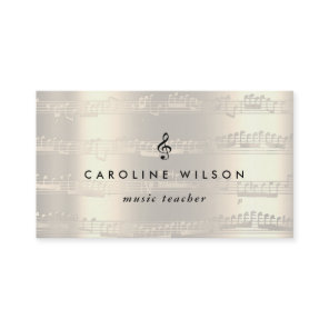 music teacher black treble clef on faux metal business card