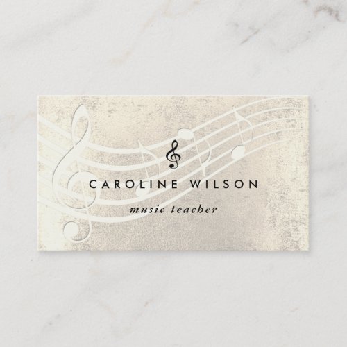 music teacher black treble clef on gold melody business card