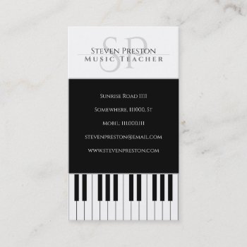 Music Teacher | Black White Piano Keys Business Card by bestcards4u at Zazzle
