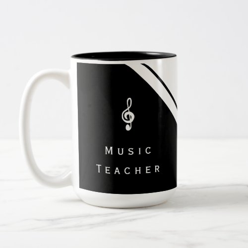 Music Teacher Black White Trendy Musical Two_Tone Coffee Mug