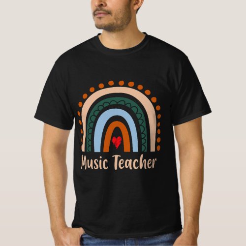 Music Teacher Boho Rainbow Back To School Apprecia T_Shirt