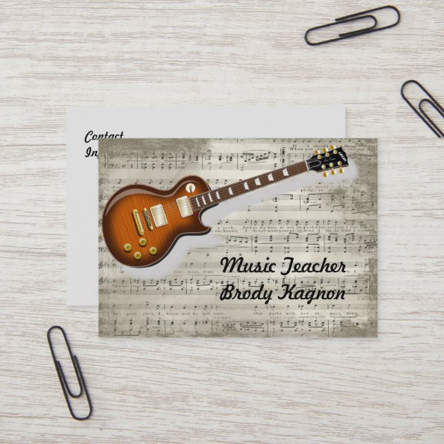Music Teacher Business Card (Front/Back In Situ)