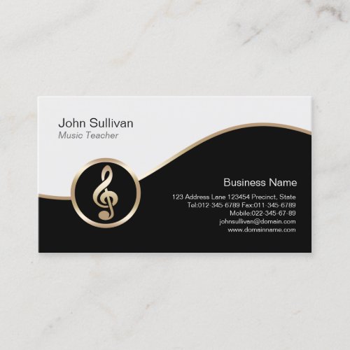 Music Teacher Business Card Gold Treble Clef Icon