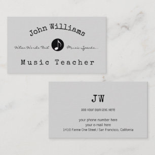 music teacher business card with musical note