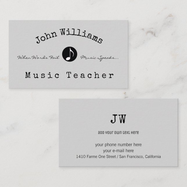 music teacher business card with musical note (Front/Back)